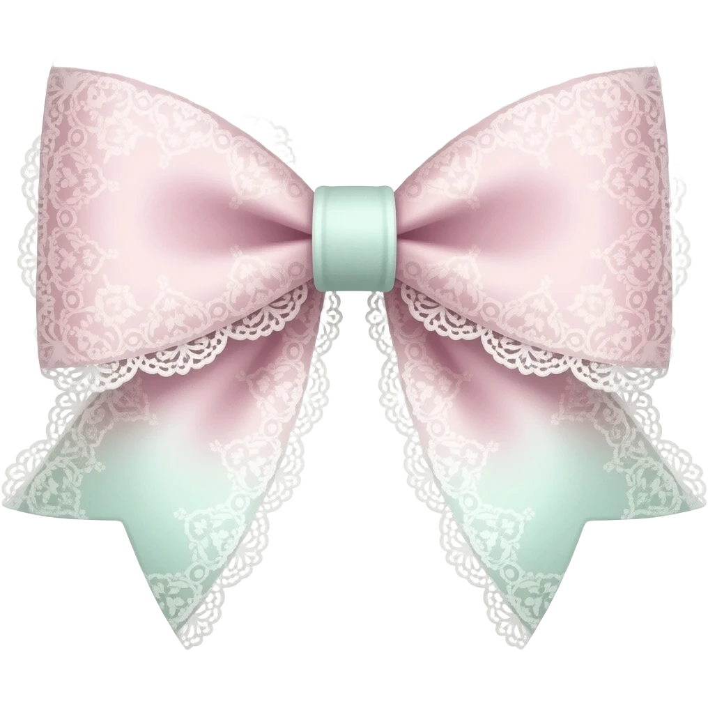 pink pastel ombre light green  with carnation rococo style pattern on bow lace coquette bow emoji