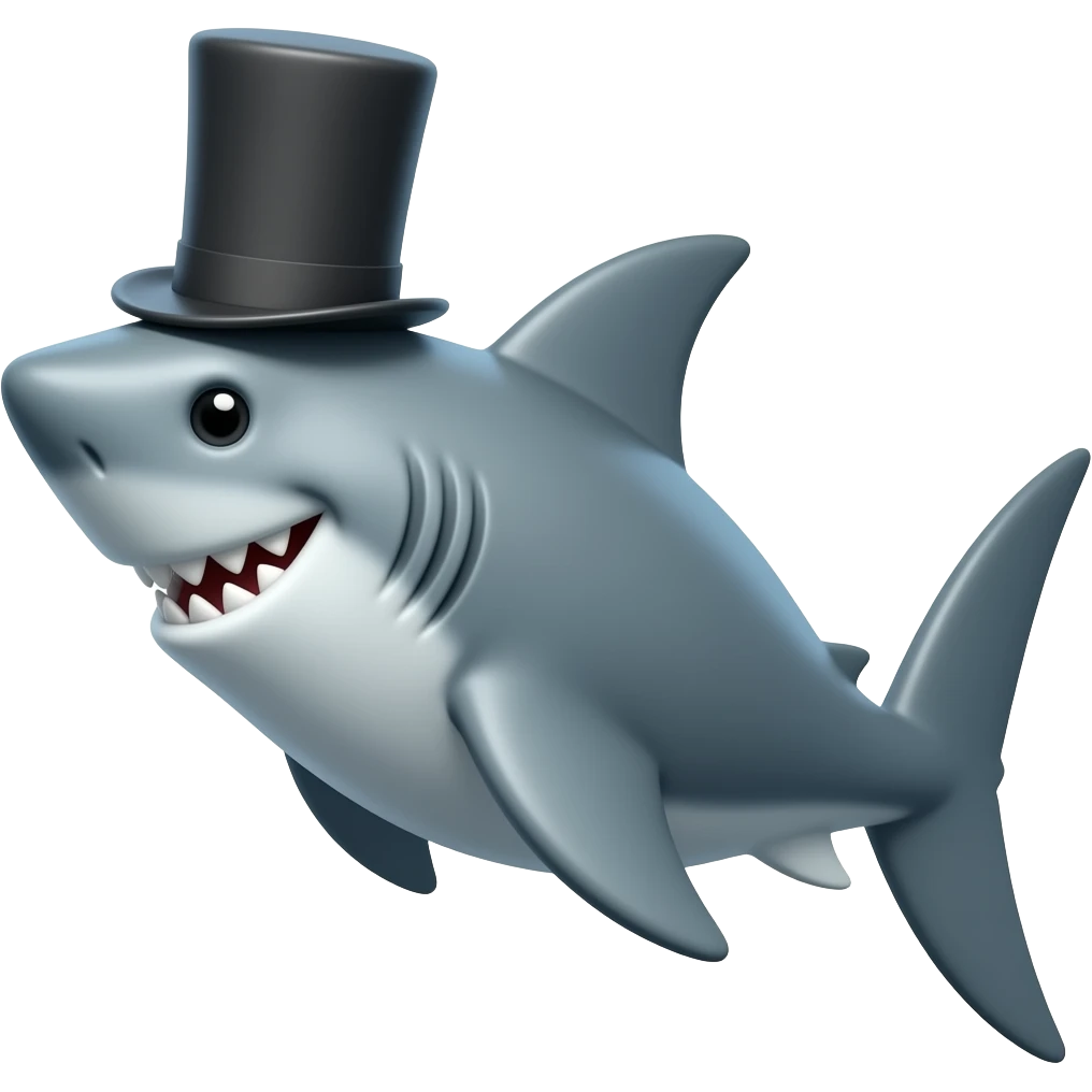 Shark with a top hat emoji