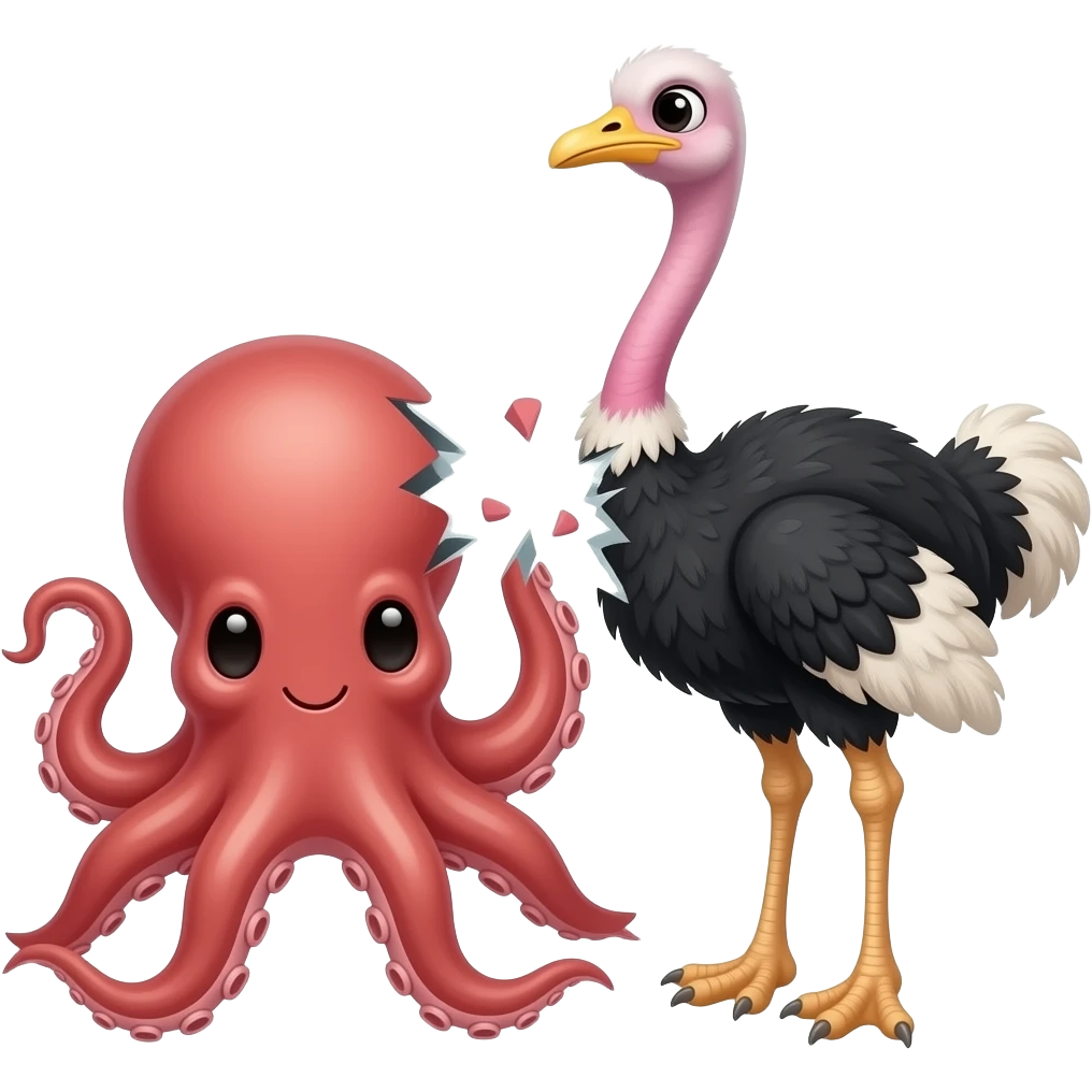 Octopus and ostrich break up emoji