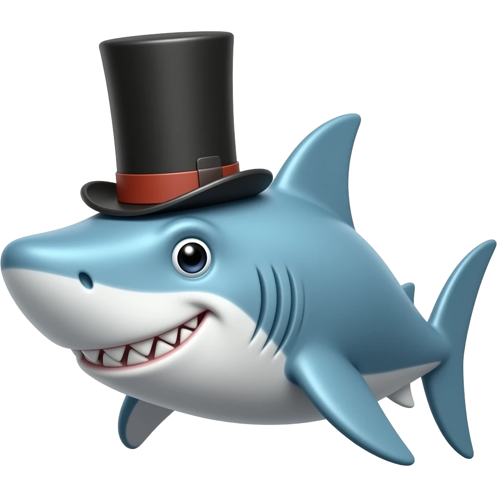 Shark with a top hat emoji