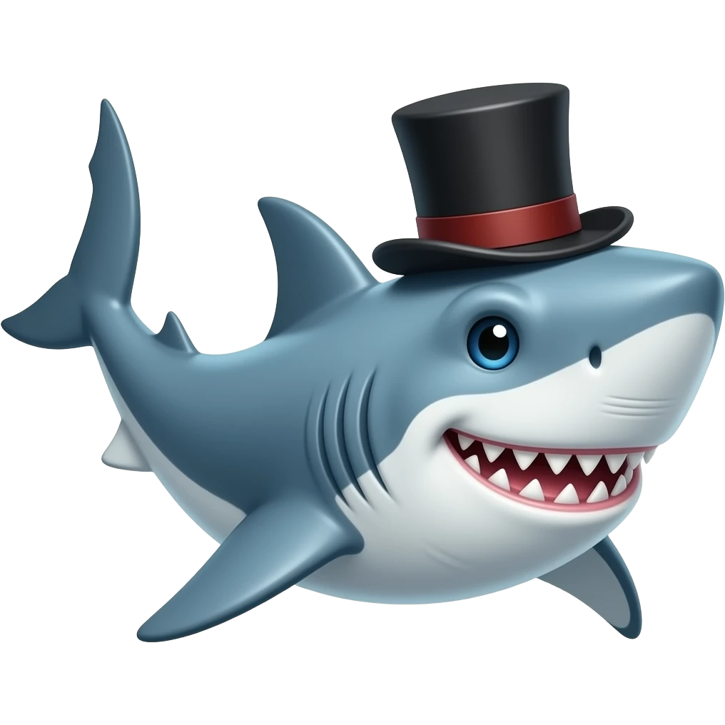 Shark with a top hat emoji