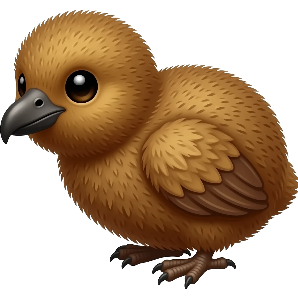 Kiwi bird (brown fliteless bird new Zealand and cute and fuzzy emoji