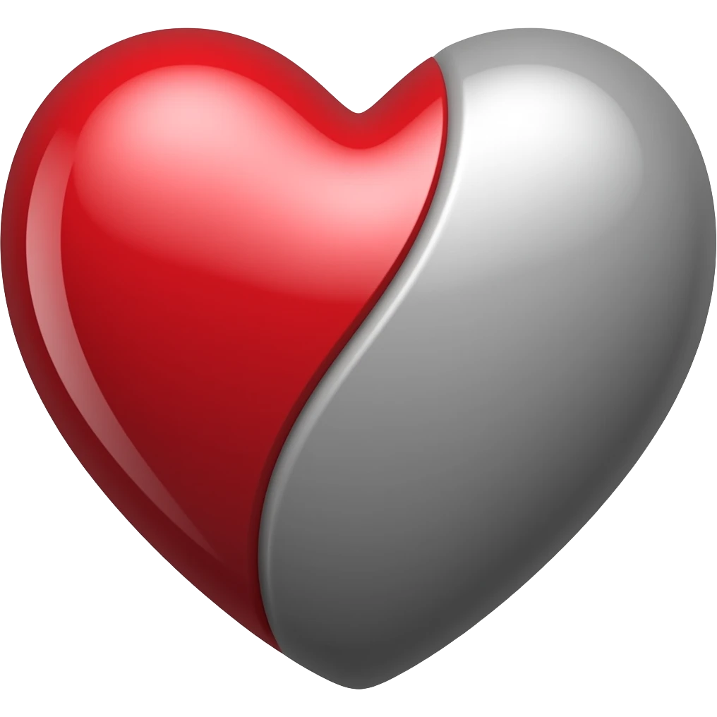 make a heart half red half grey emoji