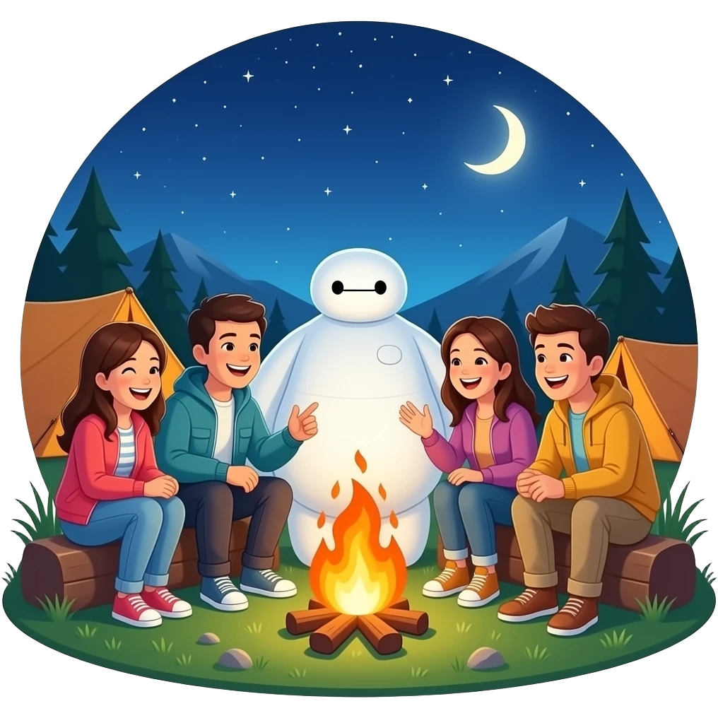 Team baymax camping happy right now emoji