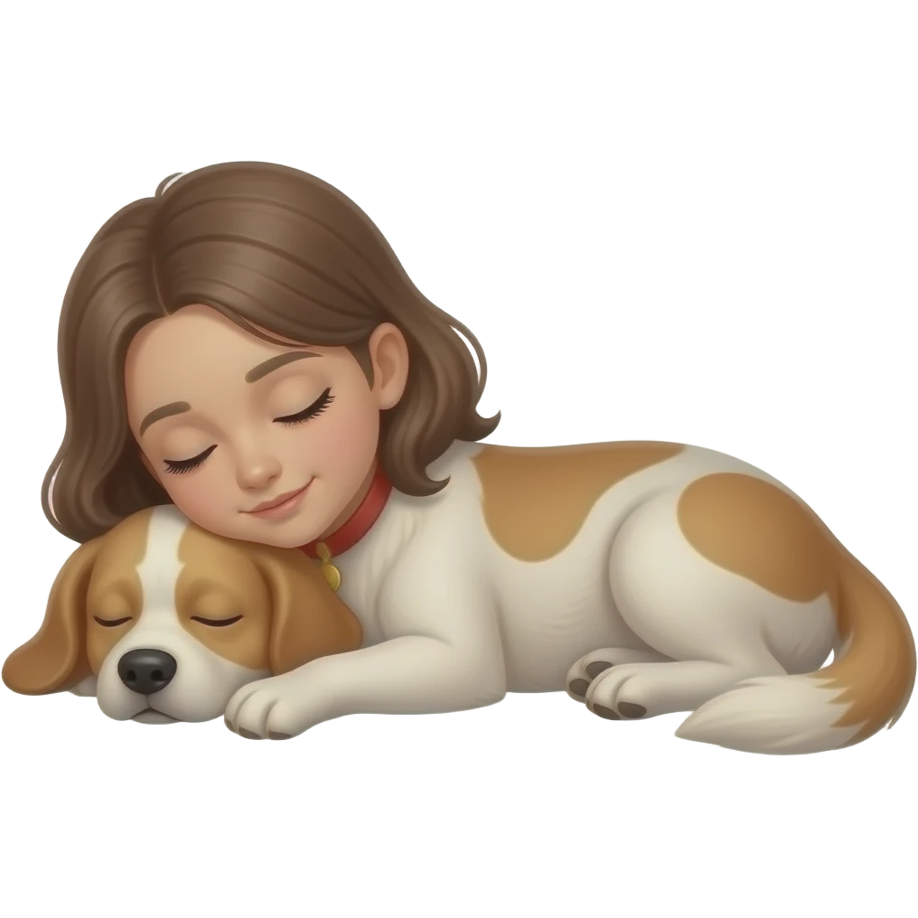 dog sleeping with girl emoji
