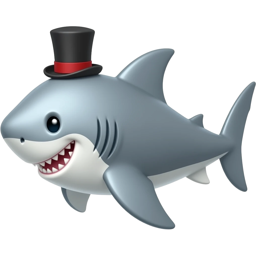 Shark with a top hat emoji