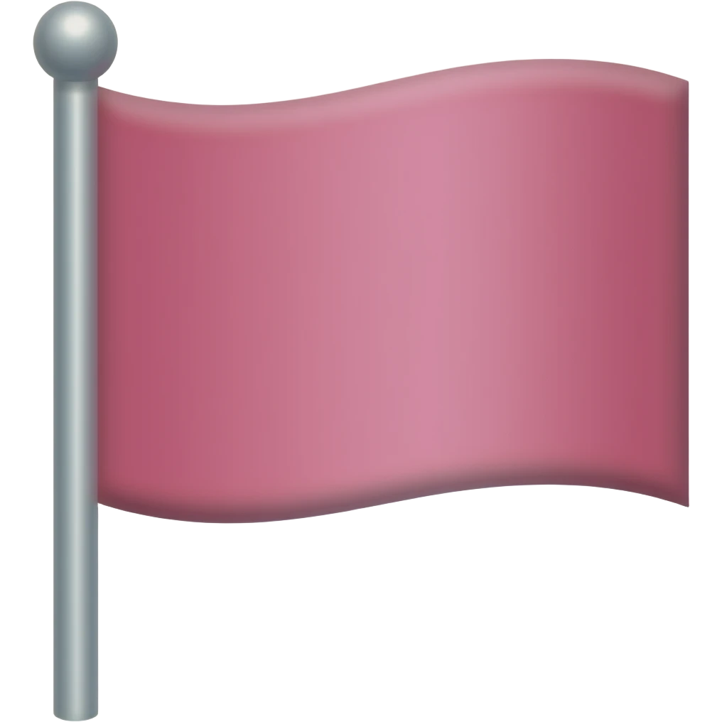 Create emoji Rectangular pink flag and pole with emoji