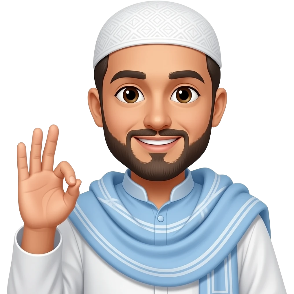 Muslim posing adaab and saying eid Mubarak emoji | AI Emoji Generator