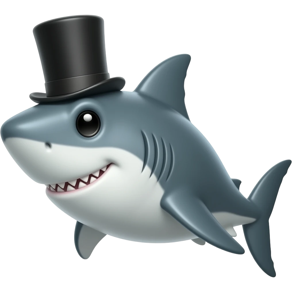 Shark with a top hat emoji