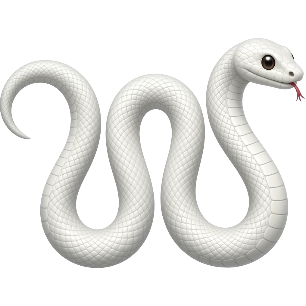 white elegant snake formed into the letter W emoji