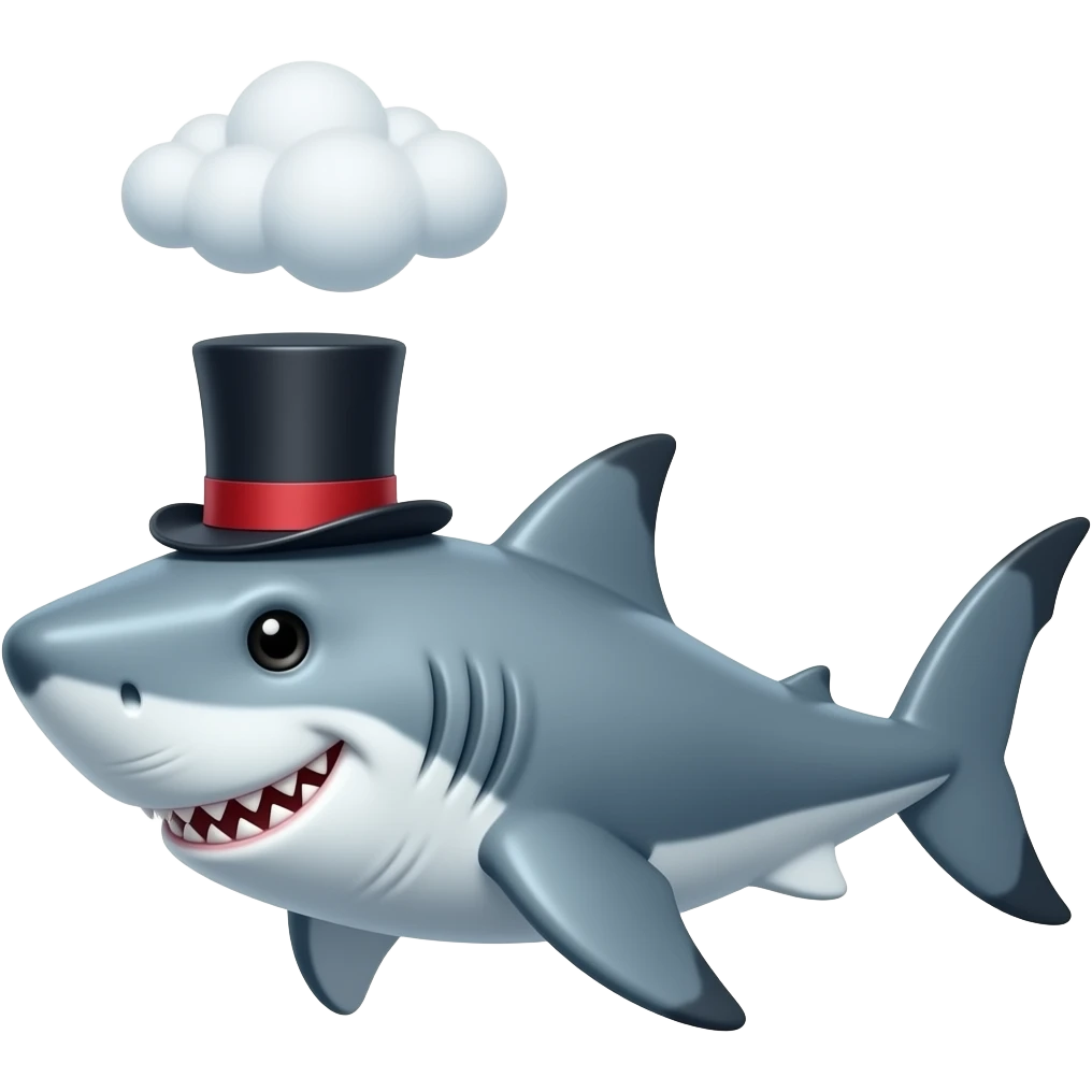 Shark with a top hat emoji