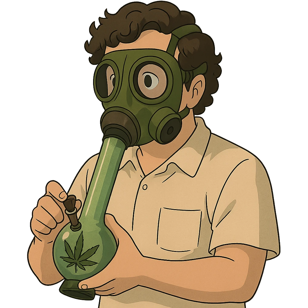pablo escobar wearing a gas mask cannabis bong emoji