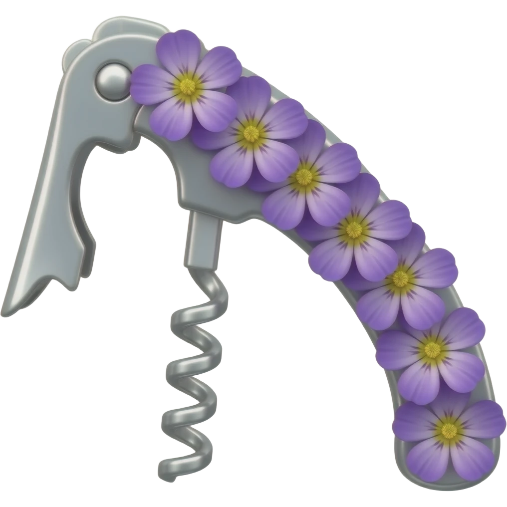 Sharp cork Screw with violet flowers emoji