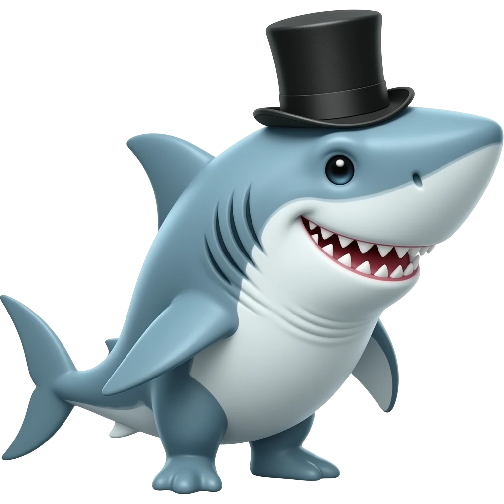 Shark with a top hat emoji