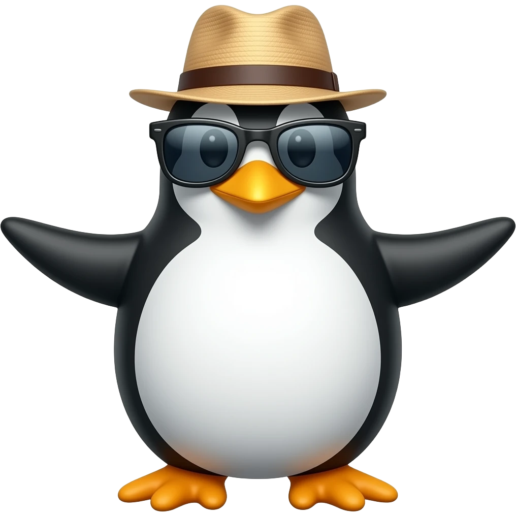penguin with sunglassess and hat emoji