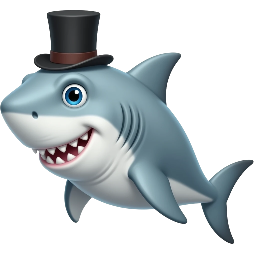 Shark with a top hat emoji