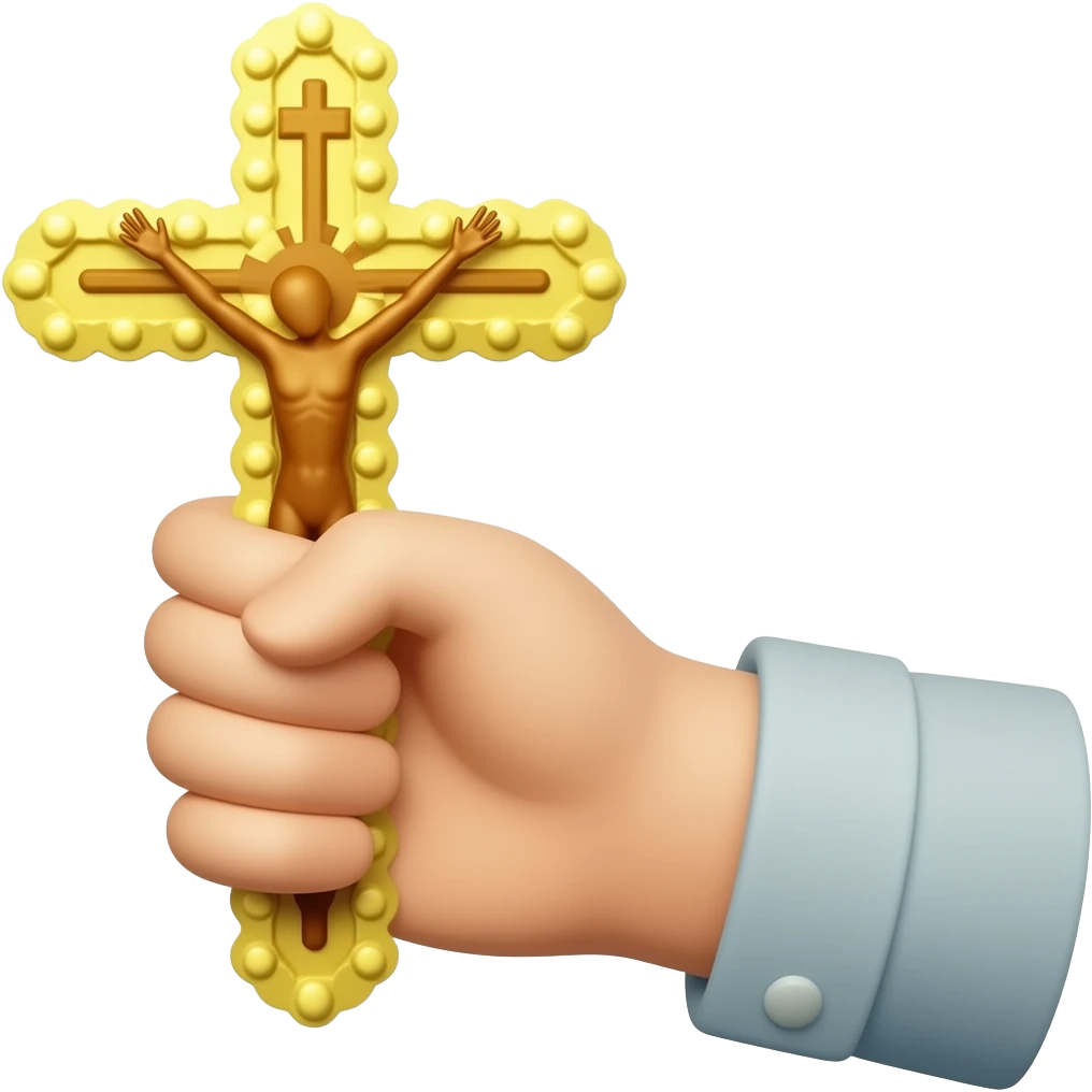 Hand holding Greek Orthodox cross emoji