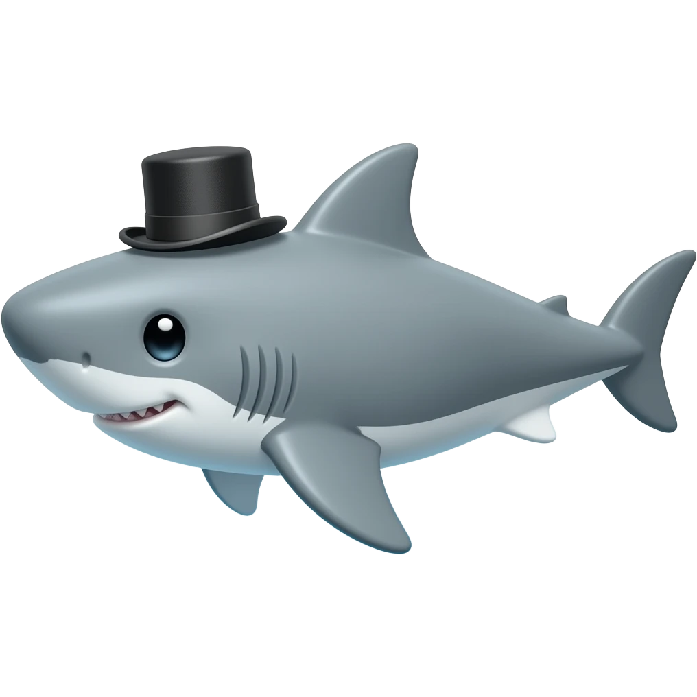 Shark with a top hat emoji
