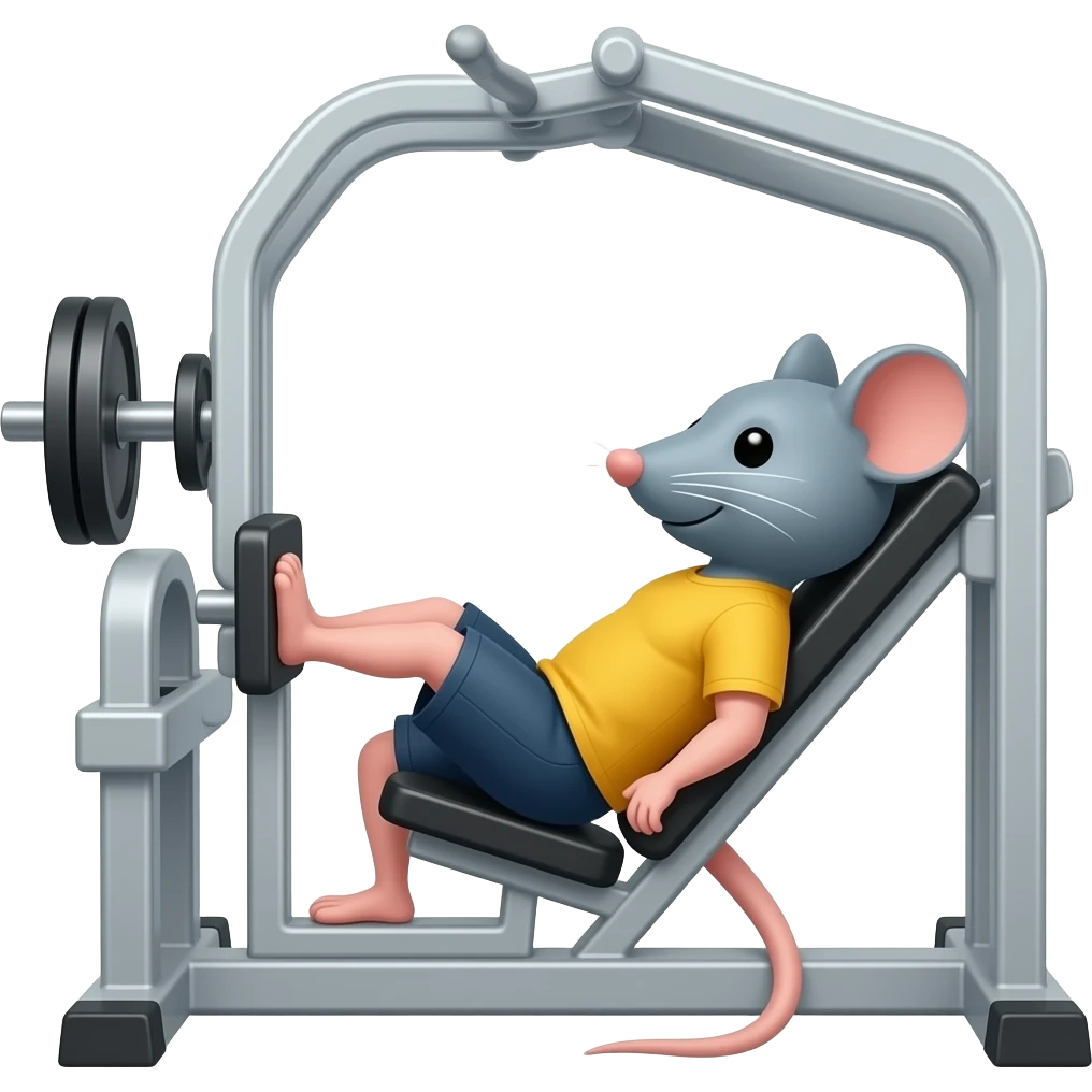 a rat doing a leg press in the gym emoji