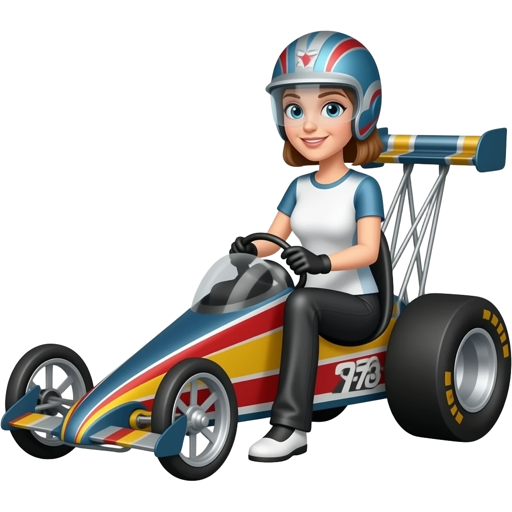 Drag racing with woman driver emoji | AI Emoji Generator