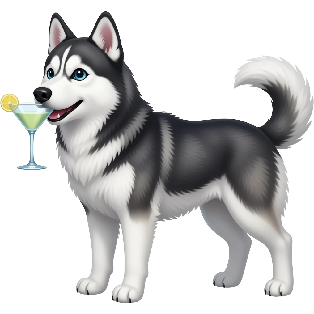Siberian Husky drinking martini emoji