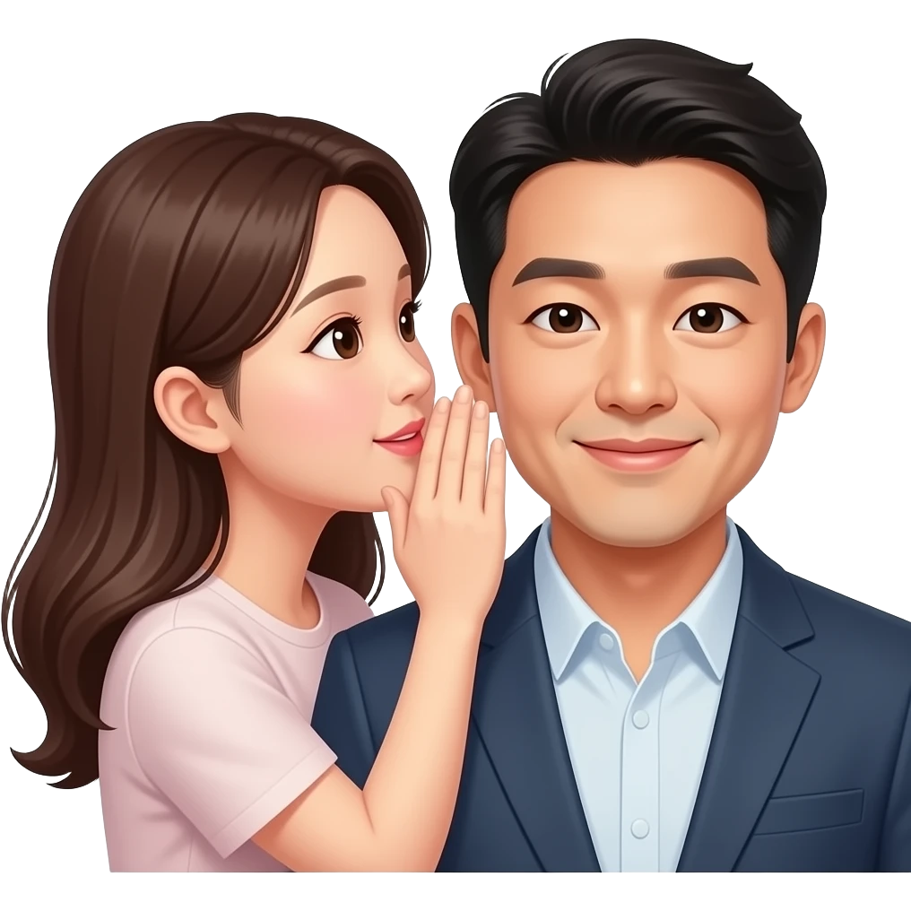 A Korean woman whispering to a Korean man emoji