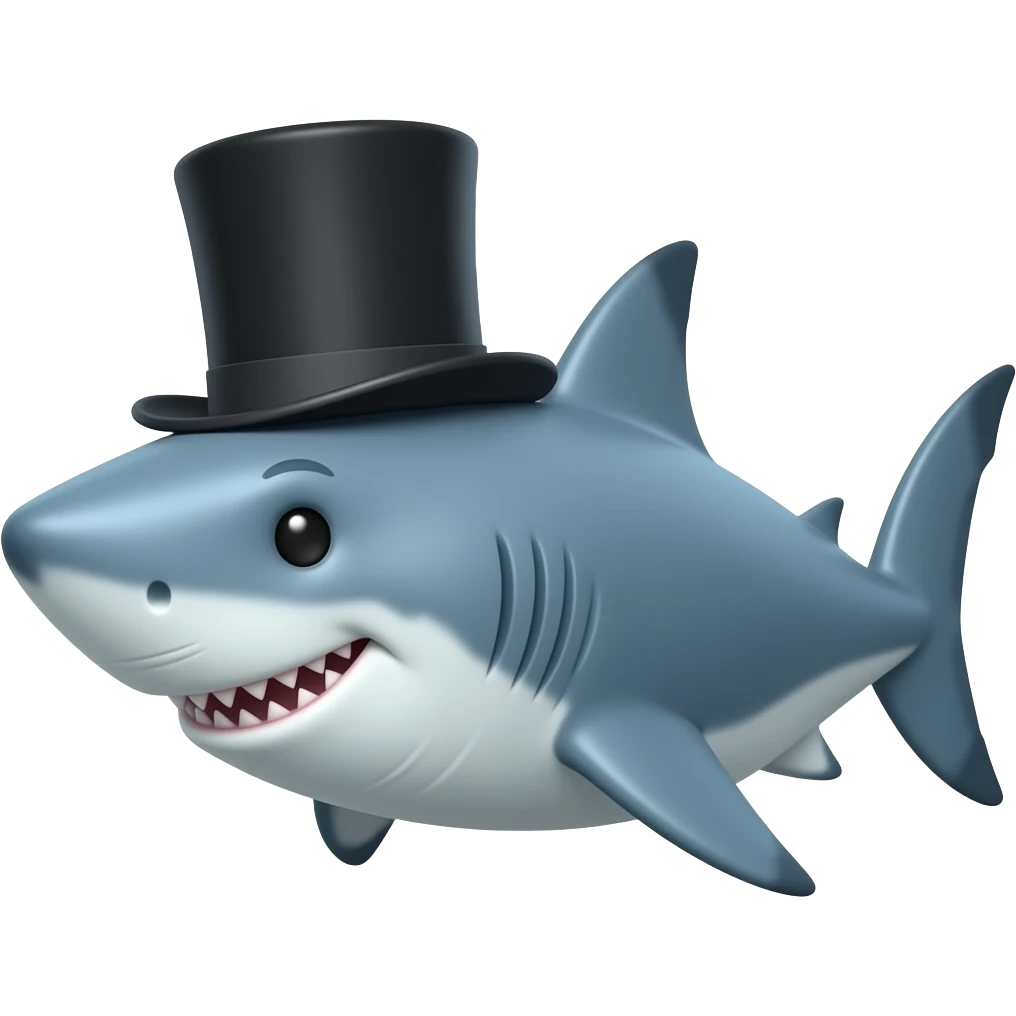 Shark with a top hat emoji