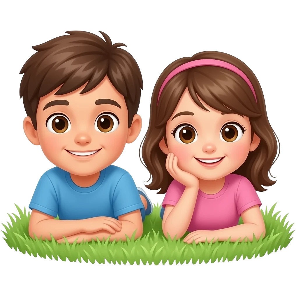 boy and girl lay on grass emoji
