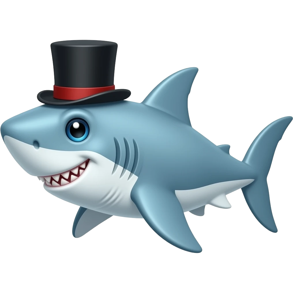 Shark with a top hat emoji
