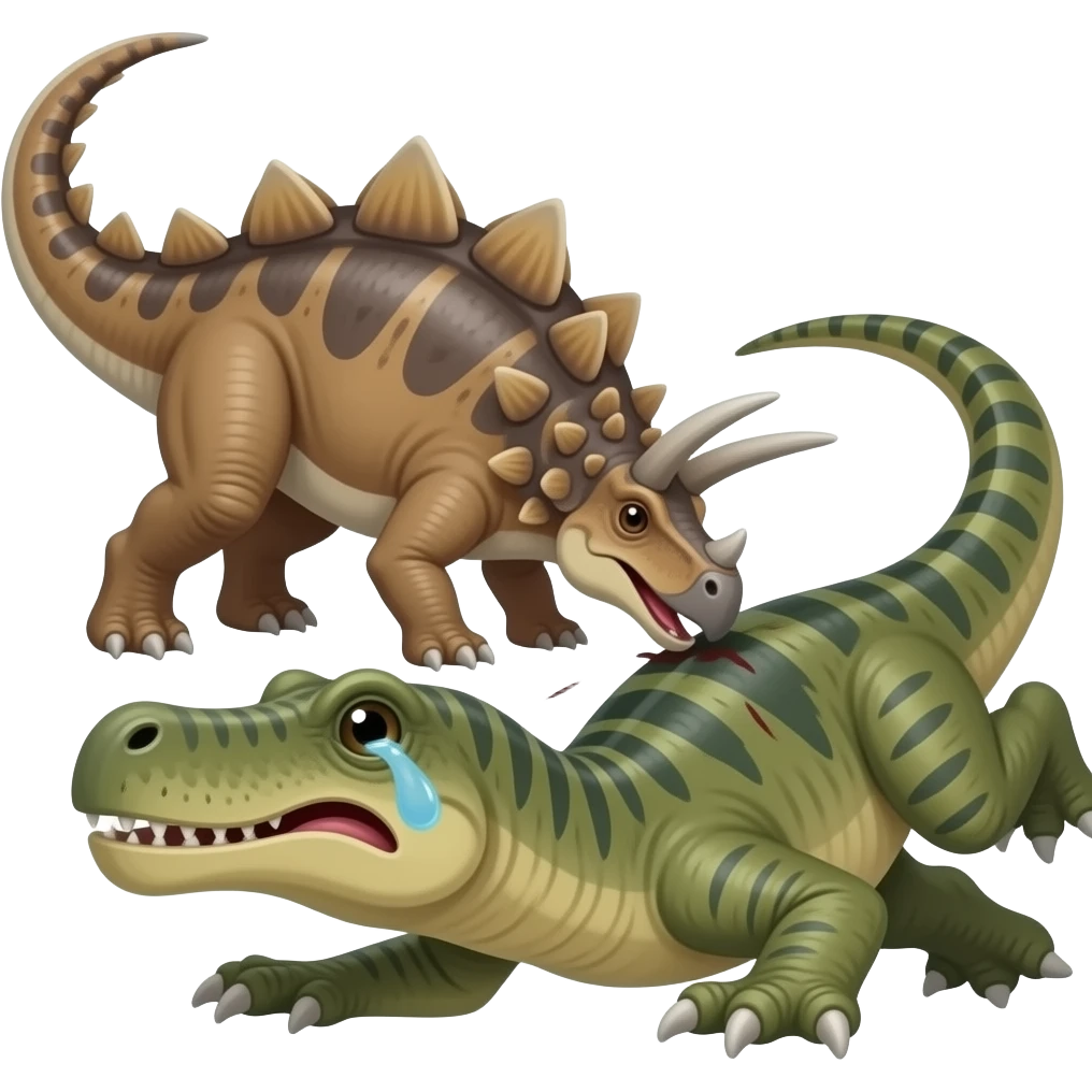 Ankylosaurus tail hits deinosuchus and makes it cry emoji