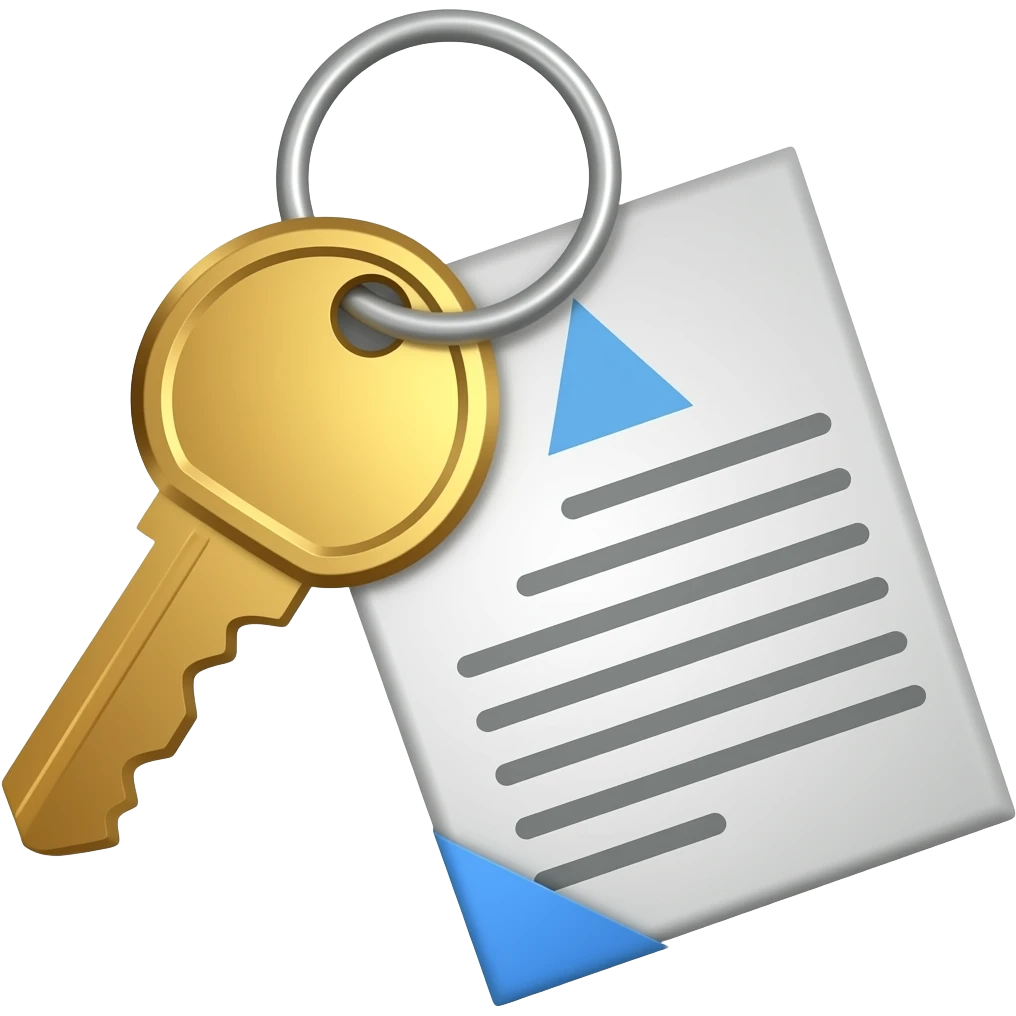 key with documents keychain emoji
