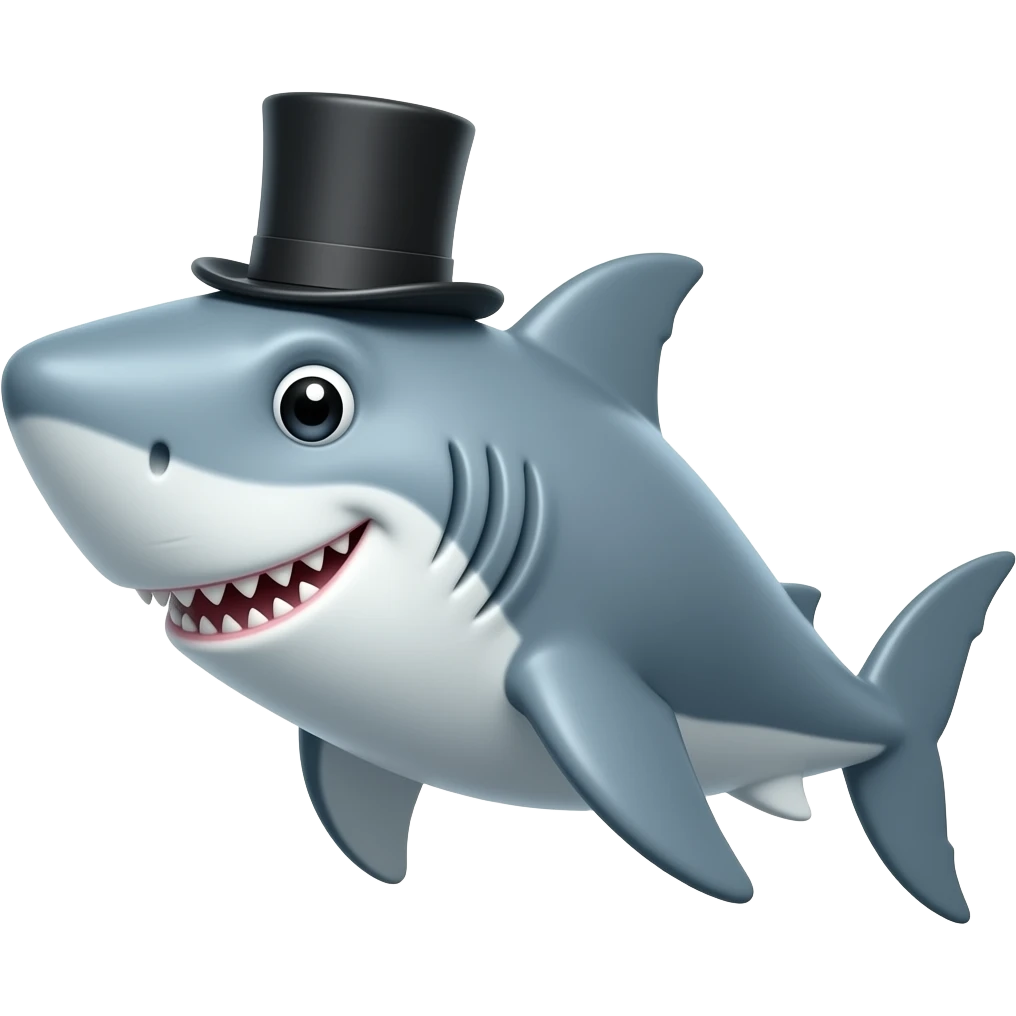 Shark with a top hat emoji