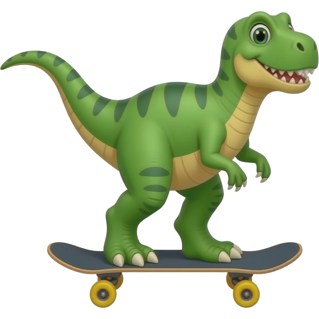 Dinosaur on a skateboard emoji
