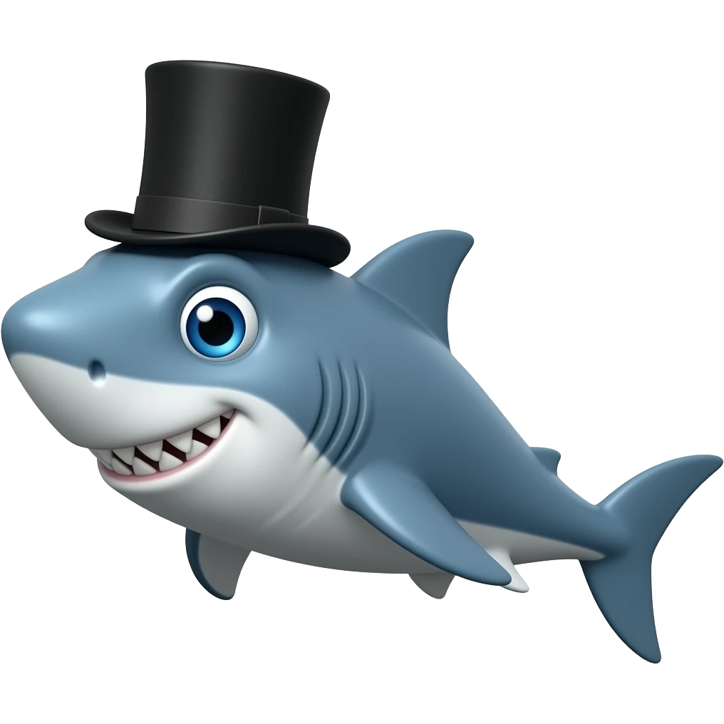Shark with a top hat emoji