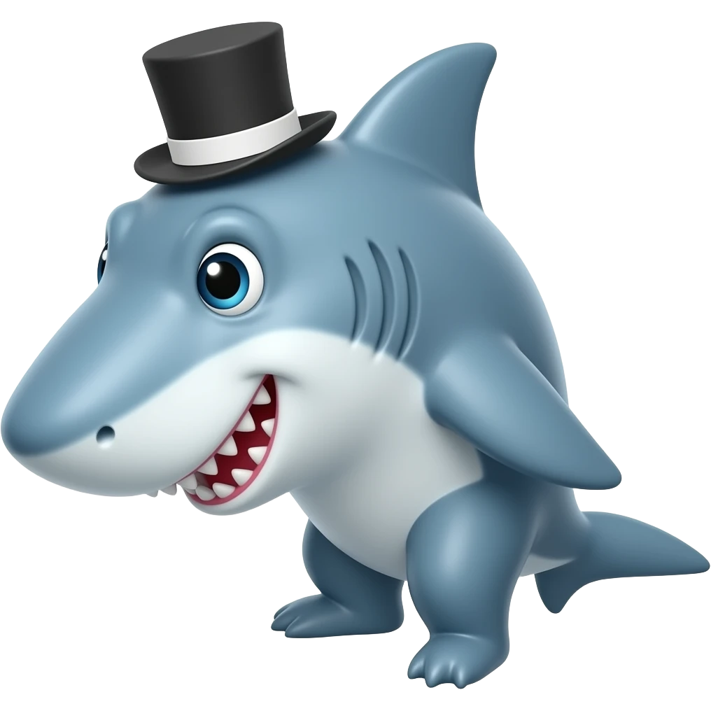 Shark with a top hat emoji