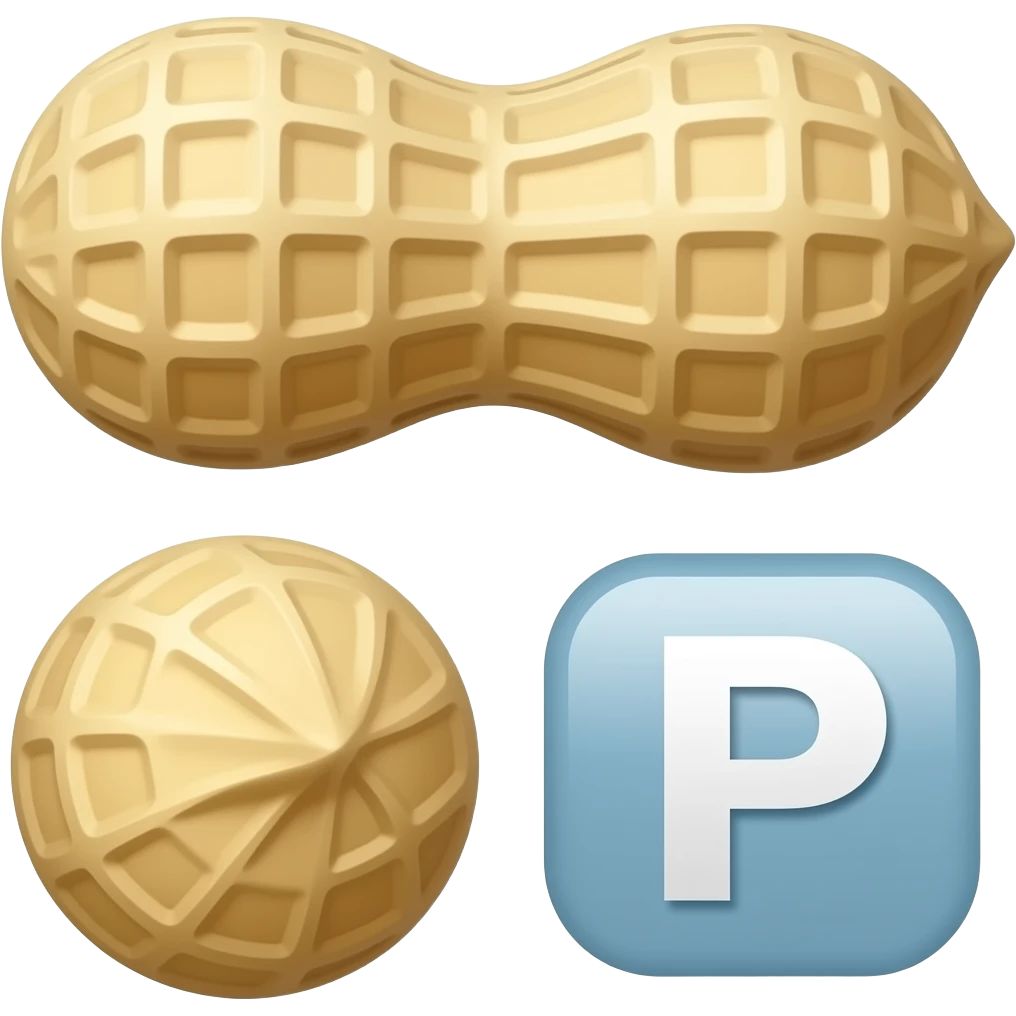 Create high-quality glossy emojis with a vibrant modern style.Make the emojis look premium, shiny, and eye-catching with bright highlights, smooth gradients, soft reflections, and glowing details. Peanut two pee emoji emoji