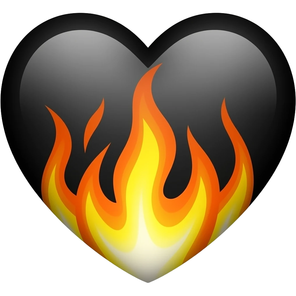 Black heartwith fire emoji