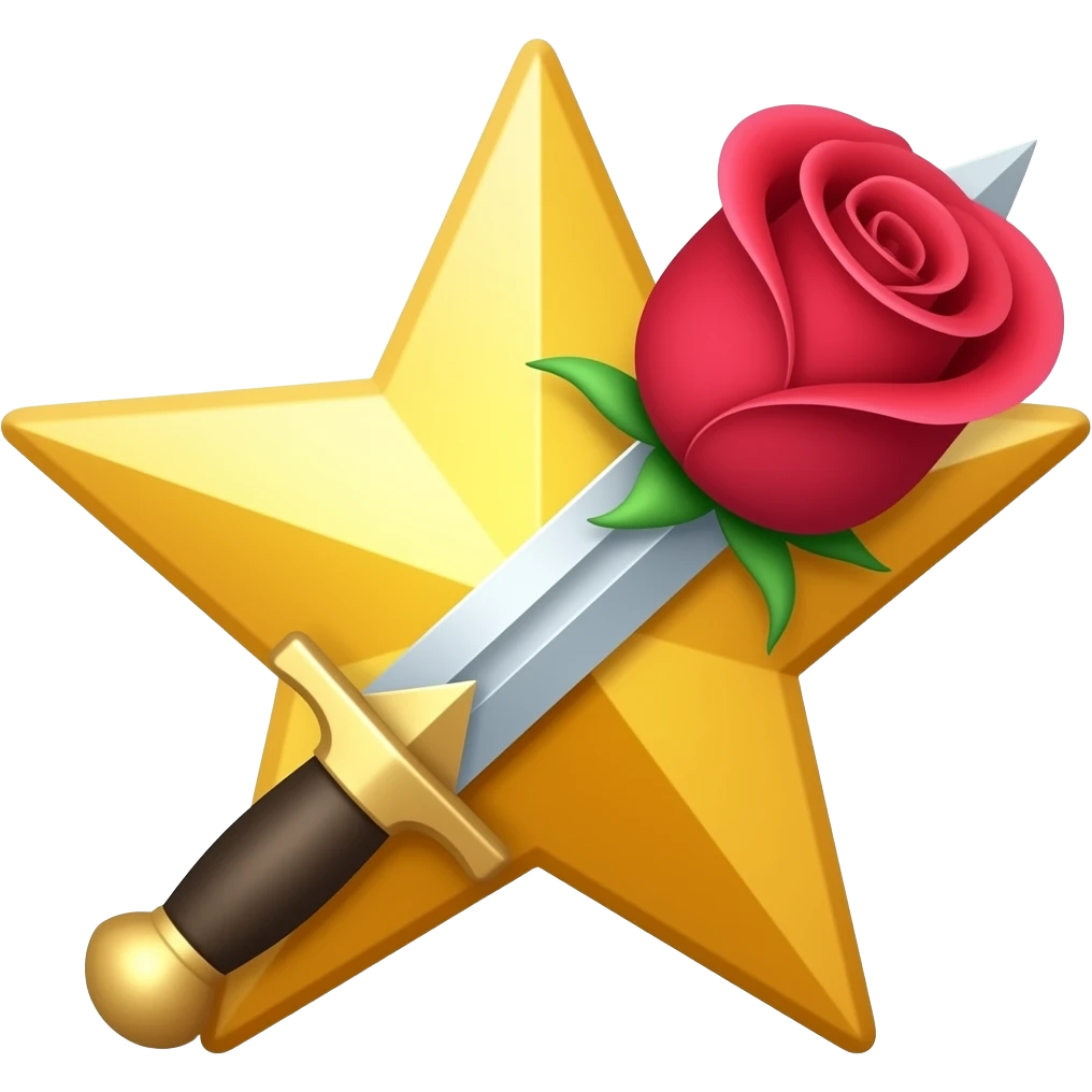 a star with a dagger and a rose emoji