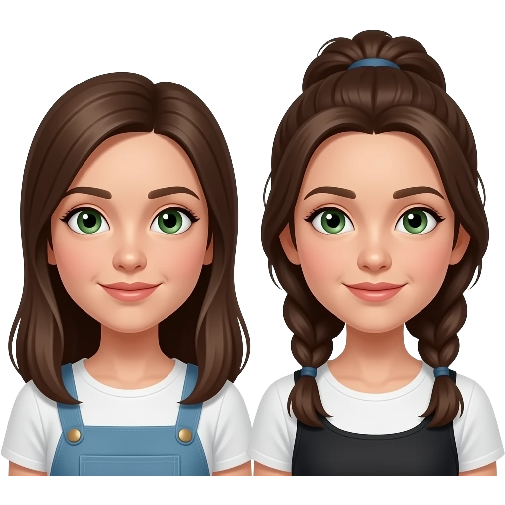Change eyes to dark green on middle and left girl emoji