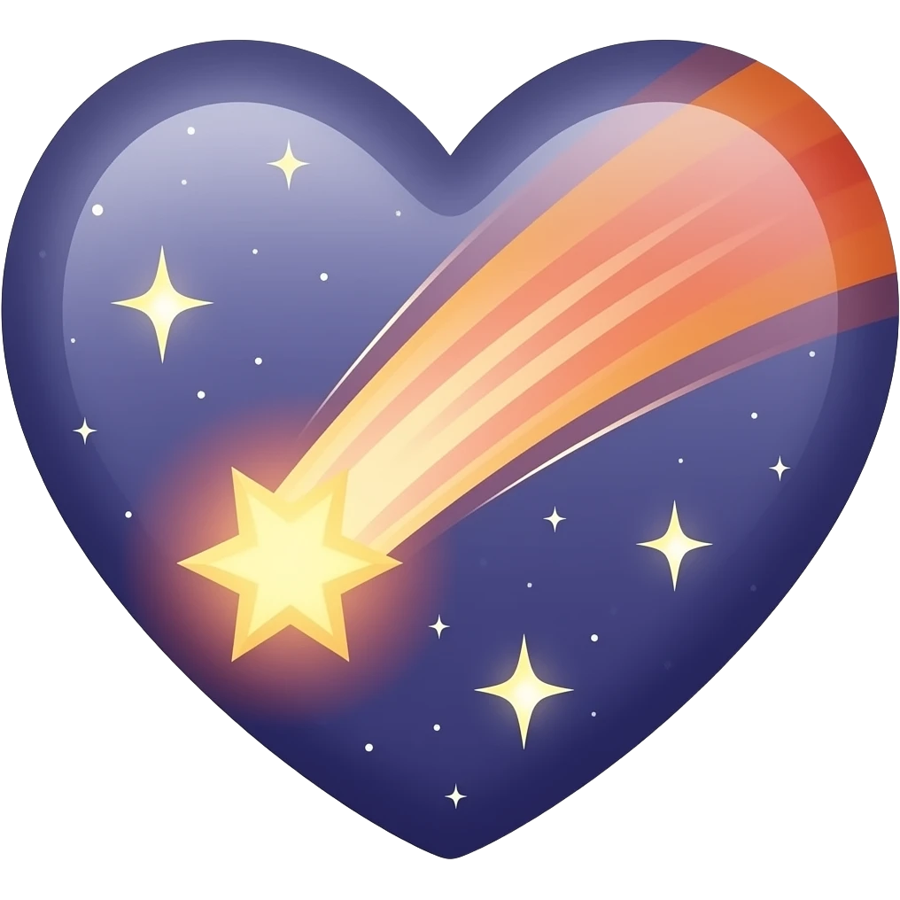 heart: space, retro, futurism, 80s, comet emoji