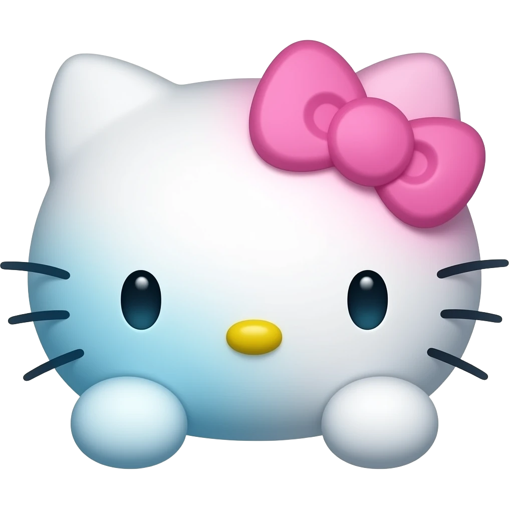 Tye dyed pink and blue gummy hello Kitty head with two front paws emoji