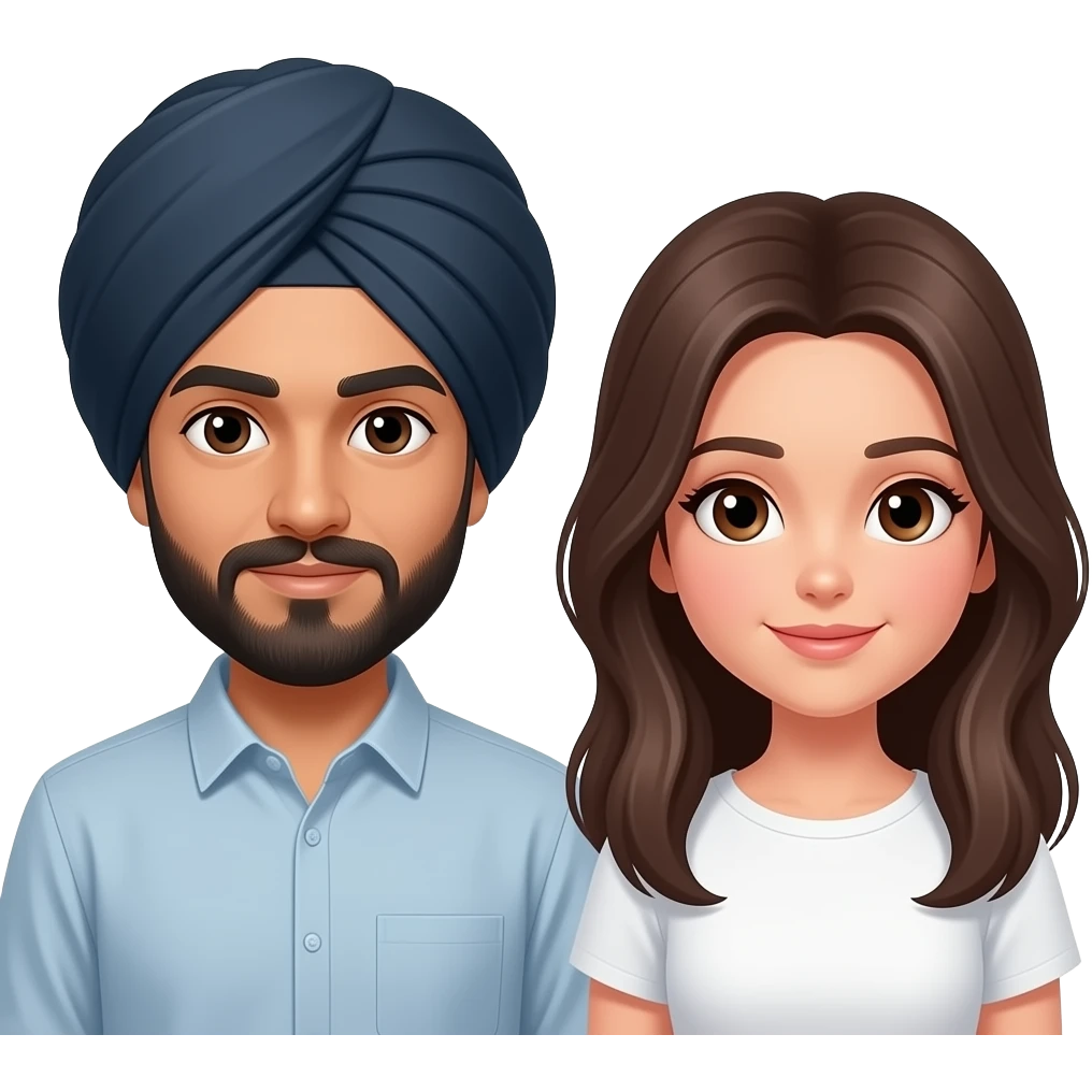 Pakistani guy no turban and white girl dark brown hair emoji