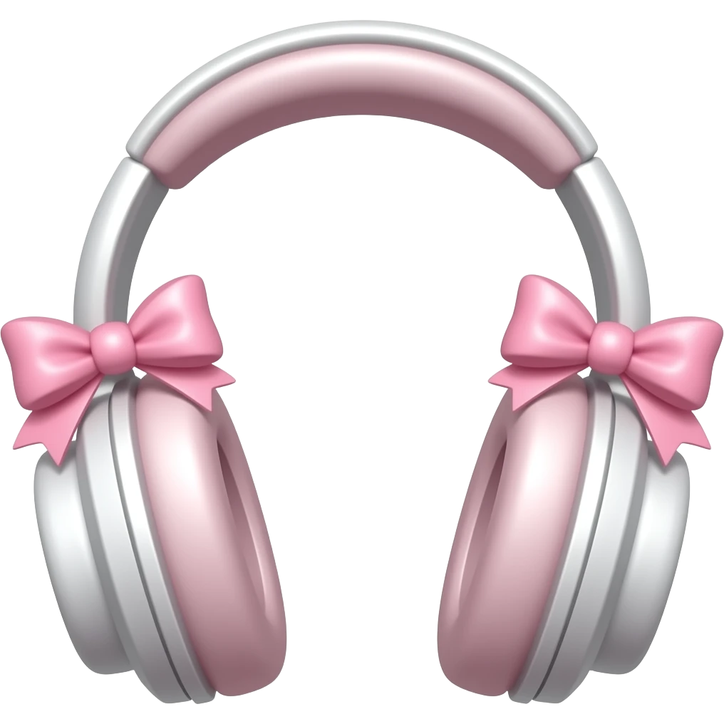 Cute head phones pink bows emoji