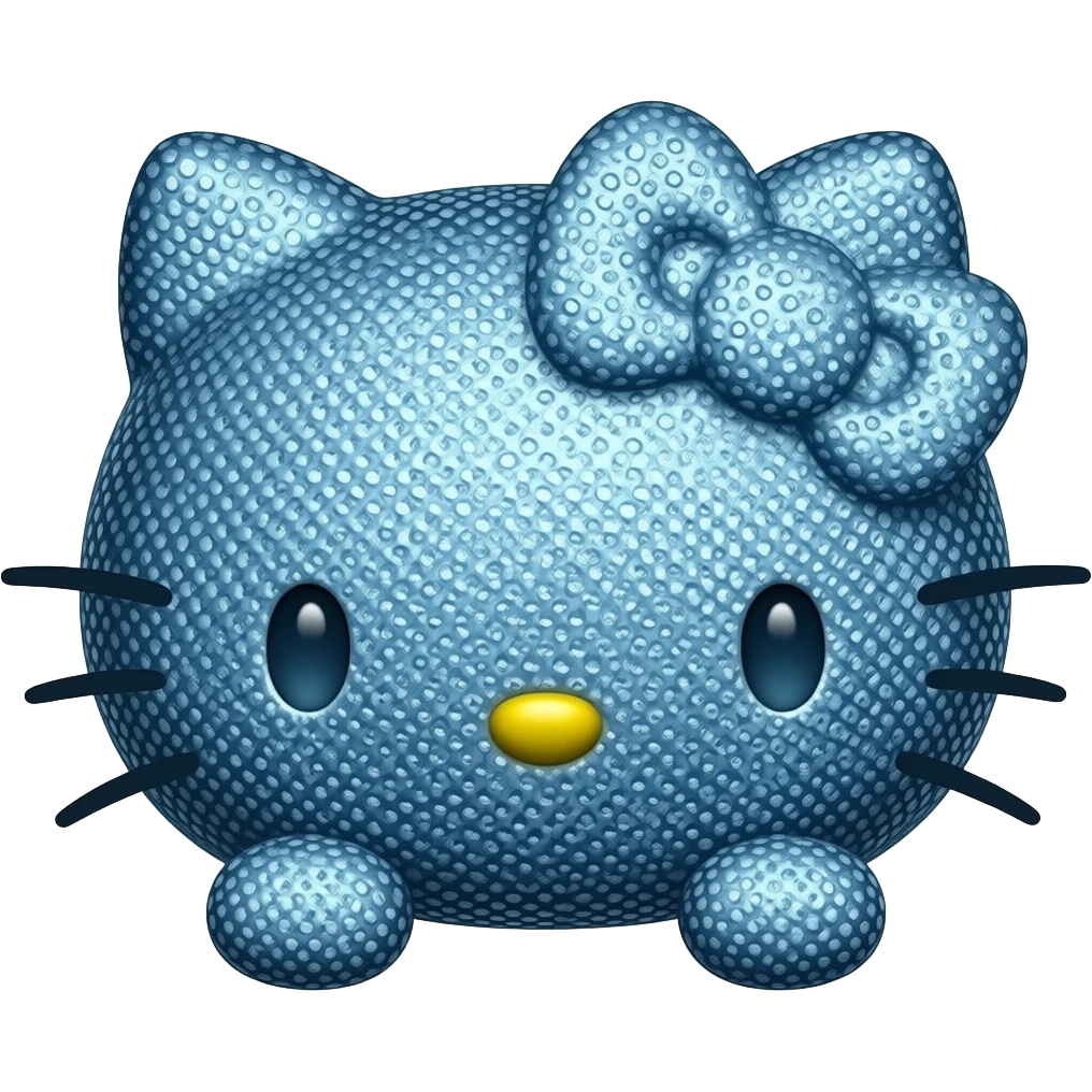 Blue glitter hello Kitty head with front paws emoji