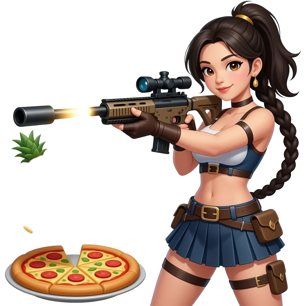 Caitlyn league  of legends  sniper gun shooting Chinese girl sexy pizza pineapple grinding emoji