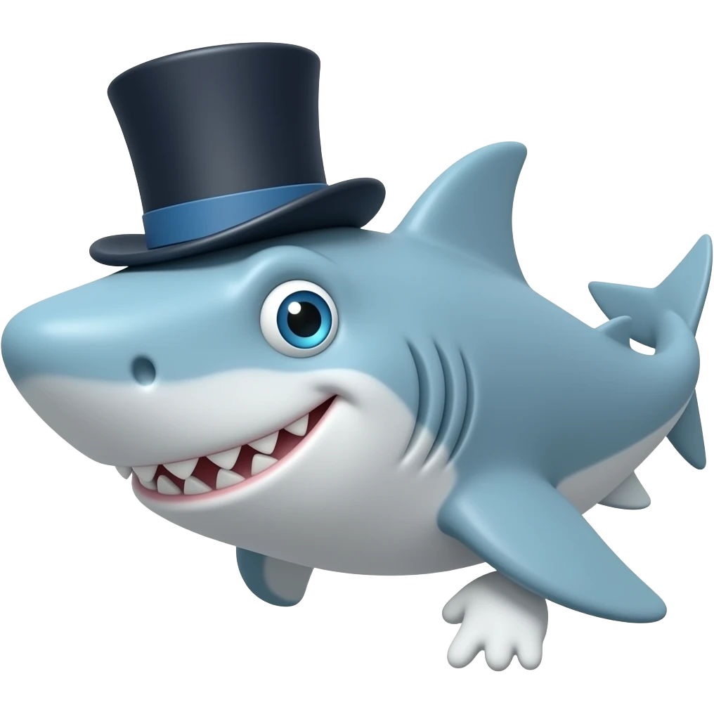 Shark with a top hat emoji