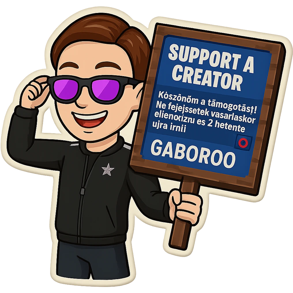 Edit the first image character by removing the 'GG' text. The character should be holding a Minecraft-style sign to the right with the text from the second image clearly visible and unchanged. Keep the same retro stickers style and make the background transparent. emoji