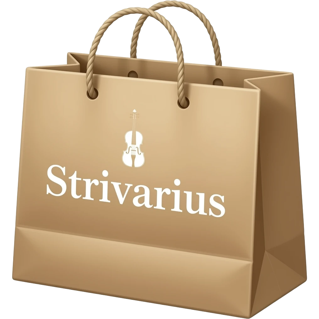 “Stradivarius” realistic paper shopping bag, with white letters emoji