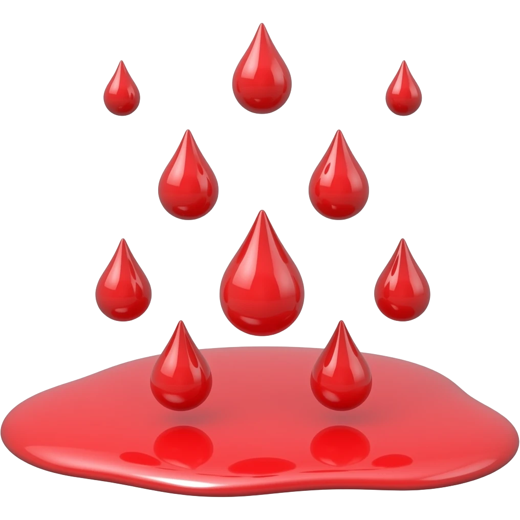 Multiple Red Droplets dropping into a red puddle emoji