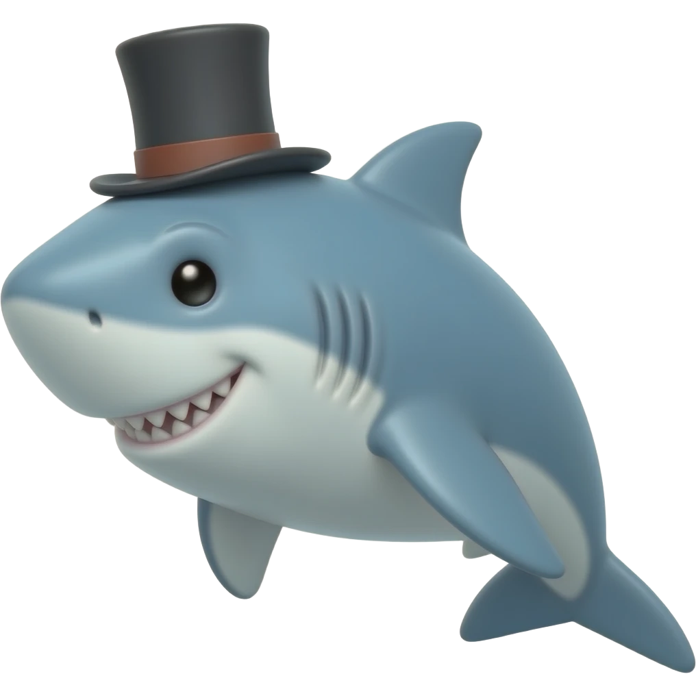 Shark with a top hat emoji